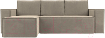 Диван угловой Лига Диванов Куба 277 левый / 108651L (микровельвет, бежевый)
