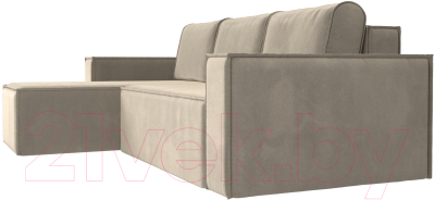 Диван угловой Лига Диванов Куба 277 левый / 108651L (микровельвет, бежевый)