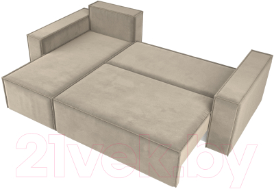 Диван угловой Лига Диванов Куба 277 левый / 108651L (микровельвет, бежевый)