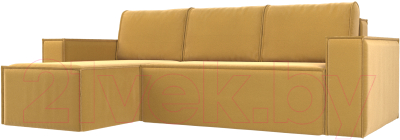 Диван угловой Лига Диванов Куба 277 левый / 108652L (микровельвет, желтый) - фото