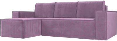 Диван угловой Лига Диванов Куба 277 левый / 108656L (микровельвет, сиреневый) - фото