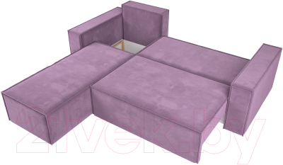 Диван угловой Лига Диванов Куба 277 левый / 108656L (микровельвет, сиреневый)