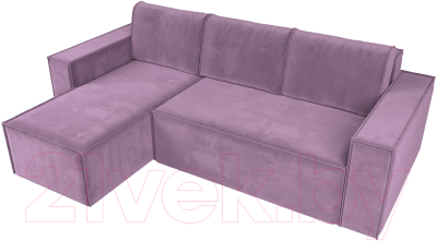 Диван угловой Лига Диванов Куба 277 левый / 108656L (микровельвет, сиреневый)