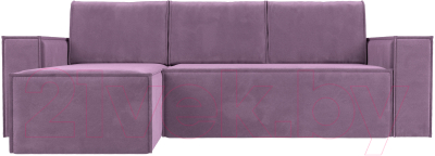 Диван угловой Лига Диванов Куба 277 левый / 108656L (микровельвет, сиреневый)
