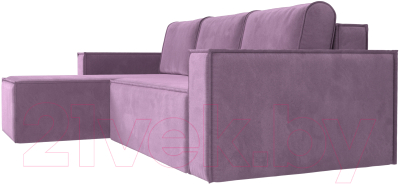 Диван угловой Лига Диванов Куба 277 левый / 108656L (микровельвет, сиреневый)