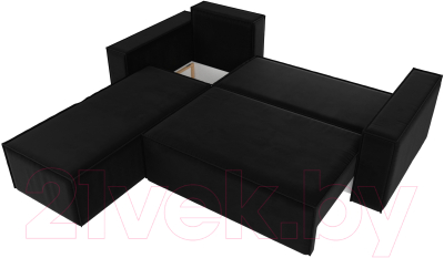 Диван угловой Лига Диванов Куба 277 левый / 108658L (микровельвет, черный)