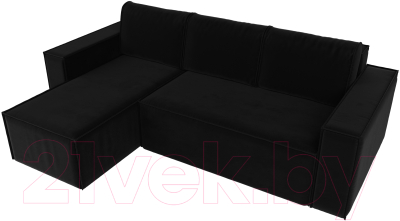 Диван угловой Лига Диванов Куба 277 левый / 108658L (микровельвет, черный)
