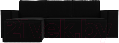 Диван угловой Лига Диванов Куба 277 левый / 108658L (микровельвет, черный)