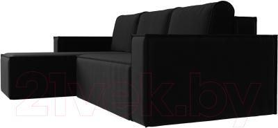 Диван угловой Лига Диванов Куба 277 левый / 108658L (микровельвет, черный)