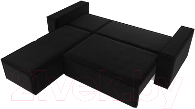 Диван угловой Лига Диванов Куба 277 левый / 108658L (микровельвет, черный)