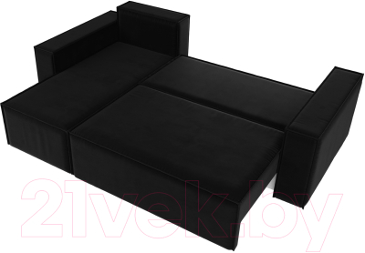 Диван угловой Лига Диванов Куба 277 левый / 108658L (микровельвет, черный)