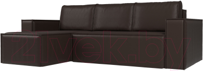 Диван угловой Лига Диванов Куба 277 левый / 108664L (экокожа, коричневый) - фото
