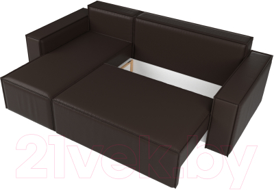 Диван угловой Лига Диванов Куба 277 левый / 108664L (экокожа, коричневый)
