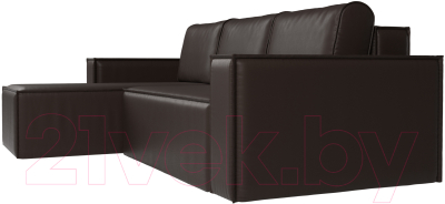 Диван угловой Лига Диванов Куба 277 левый / 108664L (экокожа, коричневый)