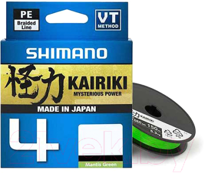 Леска плетеная Shimano Kairiki 4 PE 0.28мм / LDM54TE4028015G (150м, зеленый)