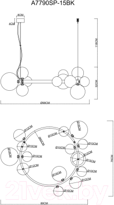 Люстра Arte Lamp Vincent A7790SP-15BK