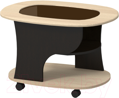 Журнальный столик Премиум СЖ-1 со стеклом (шимо светлый/венге) - фото