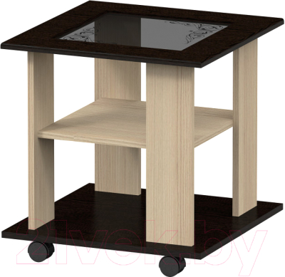 Журнальный столик Премиум СЖ-6 со стеклом (венге/шимо светлый) - фото