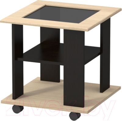 Журнальный столик Премиум СЖ-6 со стеклом (шимо светлый/венге) - фото