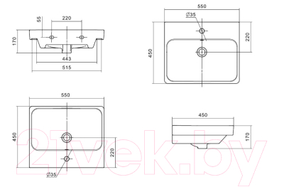 Тумба с умывальником Акватон Оливия 55 (1A2542K0OLVG0)