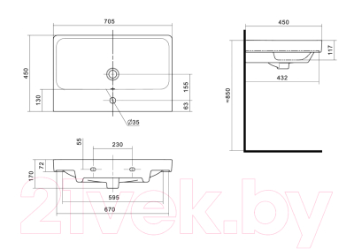 Тумба с умывальником Акватон Оливия 70 (1A2543K0OLVG0)