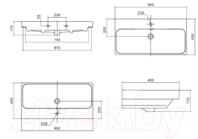 Тумба с умывальником Акватон Оливия 90 (1A2544K0OLVG0)