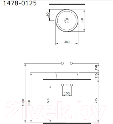 Умывальник Bocchi Sottle 1478-001-0325