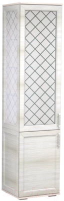 Шкаф-пенал с витриной Премиум ТВА Александра (бодега светлый/вяз каньон вековой милк) - фото