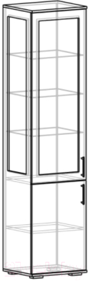 Шкаф-пенал с витриной Премиум ТВА Александра (бодега светлый/вяз каньон вековой милк)