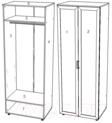 Шкаф Премиум Гармония двухстворчатый с зеркалами (шимо светлый)