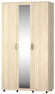 Шкаф Премиум Гармония трехстворчатый с зеркалом (шимо светлый) - фото