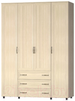 Шкаф Премиум Гармония четырехстворчатый без зеркал с накладками (шимо светлый) - фото