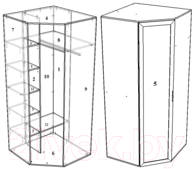 Шкаф Премиум Гармония угловой с зеркалом (шимо светлый)