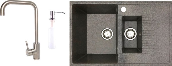 Мойка кухонная со смесителем БелЭворс Forma L + смеситель W4998-4 + дозатор L405-1 - фото