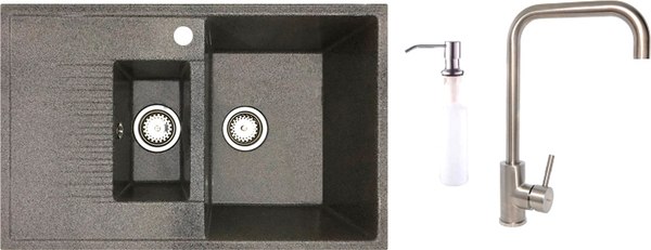 Мойка кухонная со смесителем БелЭворс Forma R + смеситель W4998-4 + дозатор L405-1 - фото
