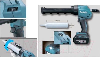 Профессиональный пистолет для герметика Makita DCG180RYE