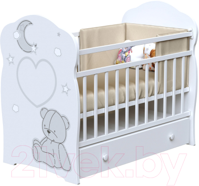 Детская кроватка VDK Bear And Moon маятник и ящик - фото