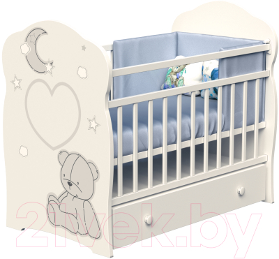 Детская кроватка VDK Bear And Moon маятник и ящик - фото