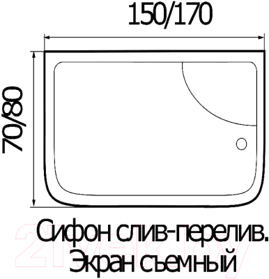 Ванна акриловая Wemor 170/80/55 S