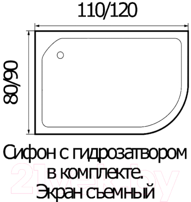 Душевой поддон Wemor 110/80/24 L (асимметрия)