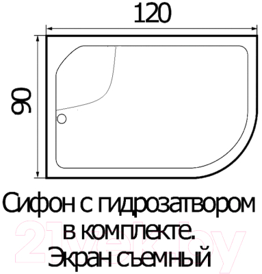 Душевой поддон Wemor 120/90/44 R (асимметрия)