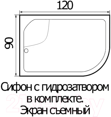 Душевой поддон Wemor 120/90/44 L (асимметрия)