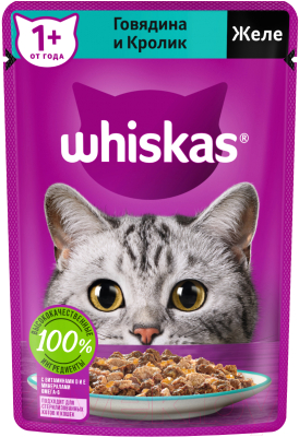 Влажный корм для кошек Whiskas Желе с говядиной и кроликом - фото