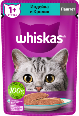 Влажный корм для кошек Whiskas Паштет с индейкой и кроликом - фото
