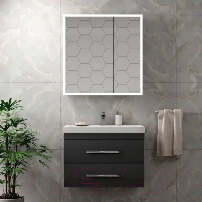 Шкаф с зеркалом для ванной Континент Reflex Led 80x80 (с датчиком движения)