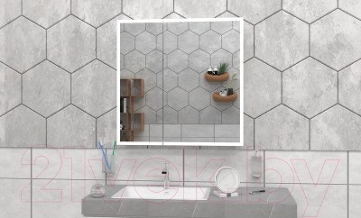 Шкаф с зеркалом для ванной Континент Reflex Led 80x80 (с датчиком движения)