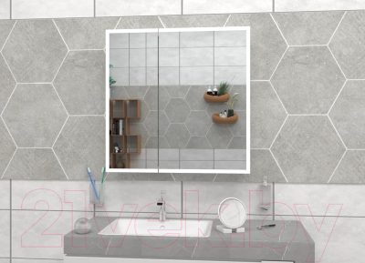 Шкаф с зеркалом для ванной Континент Reflex Led 80x80 (с датчиком движения)