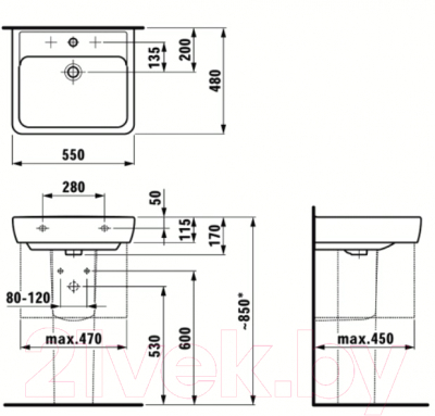 Умывальник Laufen Pro 55 / 189580001041