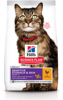 Сухой корм для кошек Hill's Science Plan Adult 1+ Sensitive Stomach & Skin - фото