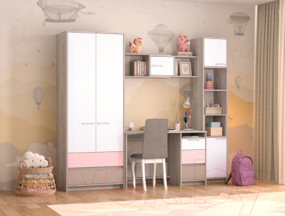 Шкаф Аквилон Зефир №2 800 (дуб эльза/розовый)